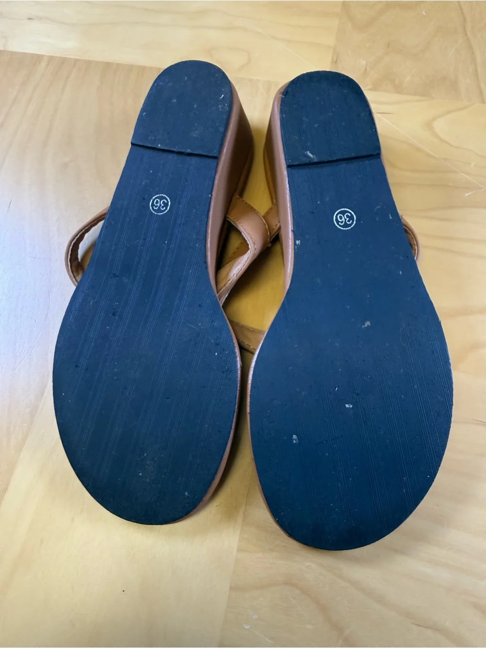 Chohle Classic Tan Wedge Thong Sandal with Cushioned Footbed